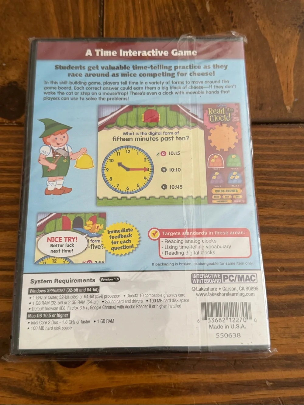 Lakeshore Read the Clock! Time Game Interactive Whiteboard Software PC MAC